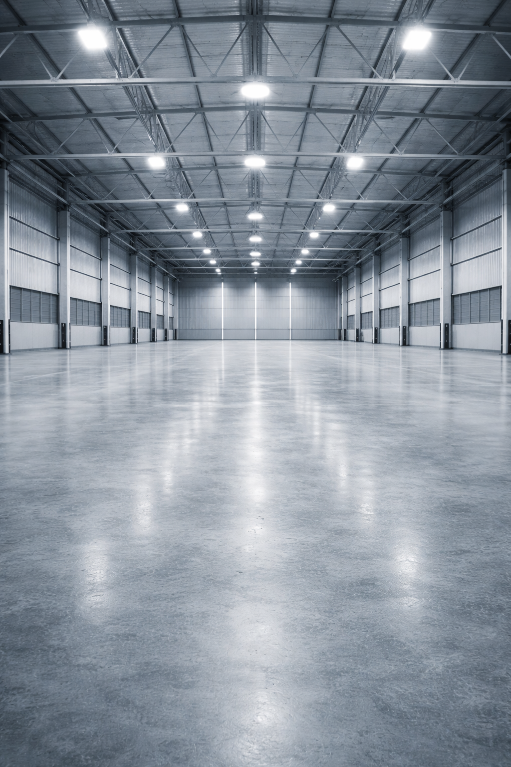 Open industrial floor with space for equipment and movement